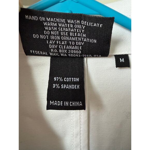 Christine Alexander White Denim Jacket Embellished Swarovski Crystal Rhinestones - Picture 4 of 6